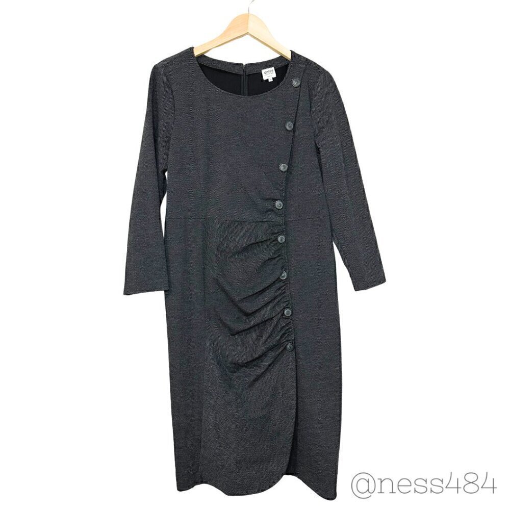 Armani‎ Collezioni Women's Black Herringbone Sheath Dress Size 14 Italy